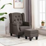 vidaXL Fauteuil met voetenbankje stof taupe, Verzenden, Nieuw