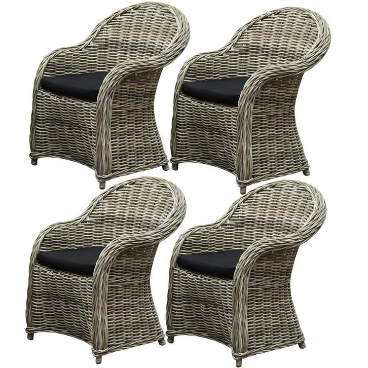 Roma dining tuinstoel naturel rotan set (4 stoelen), Tuin en Terras, Tuinstoelen, Nieuw, Ophalen of Verzenden