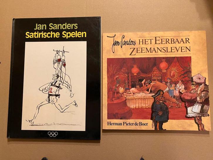 2X Jan Sanders - Eerbaar Zeemansleven - Satirische Spelen, Boeken, Humor, Cartoons, Zo goed als nieuw, Ophalen of Verzenden