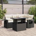 vidaXL 5-delige Loungeset met kussens poly rattan zwart, Tuin en Terras, Verzenden, Nieuw, Rotan, Loungeset