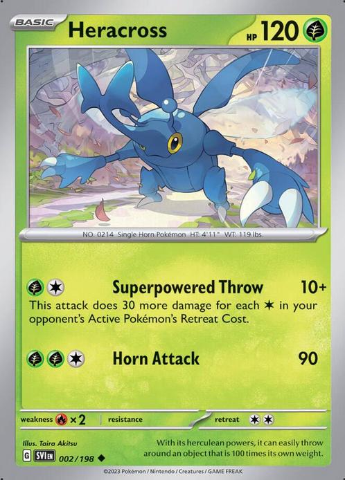 Heracross 02/198 reverse holo Scarlet&Violet, Hobby en Vrije tijd, Verzamelkaartspellen | Pokémon, Losse kaart, Nieuw, Foil, Ophalen of Verzenden