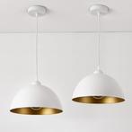 Hanglamp 18xØ30 cm 2xE27 Toulon set van 2 wit en goud, Huis en Inrichting, Lampen | Hanglampen, Nieuw, Verzenden