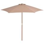 vidaXL Parasol met houten paal 270 cm taupe