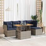 vidaXL 6-delige Loungeset met kussens poly rattan grijs, Tuin en Terras, Tuinsets en Loungesets, Verzenden, Nieuw, Rotan, Loungeset