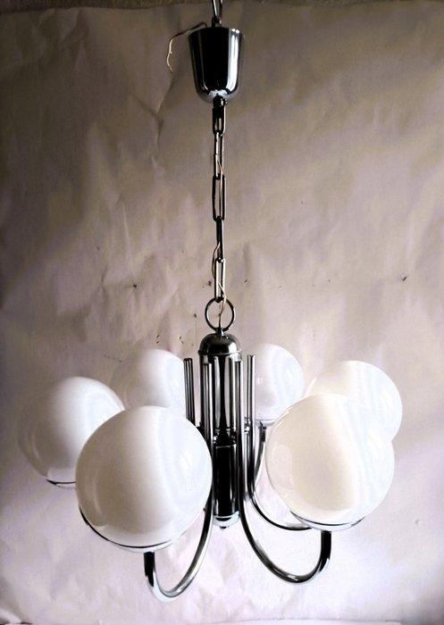 Plafondlamp - Metaal en opaline, Antiek en Kunst, Antiek | Lampen