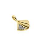 Bicolor fantasie hanger met zirconia (schelp hanger), Ophalen of Verzenden, Gebruikt, Goud, Overige merken