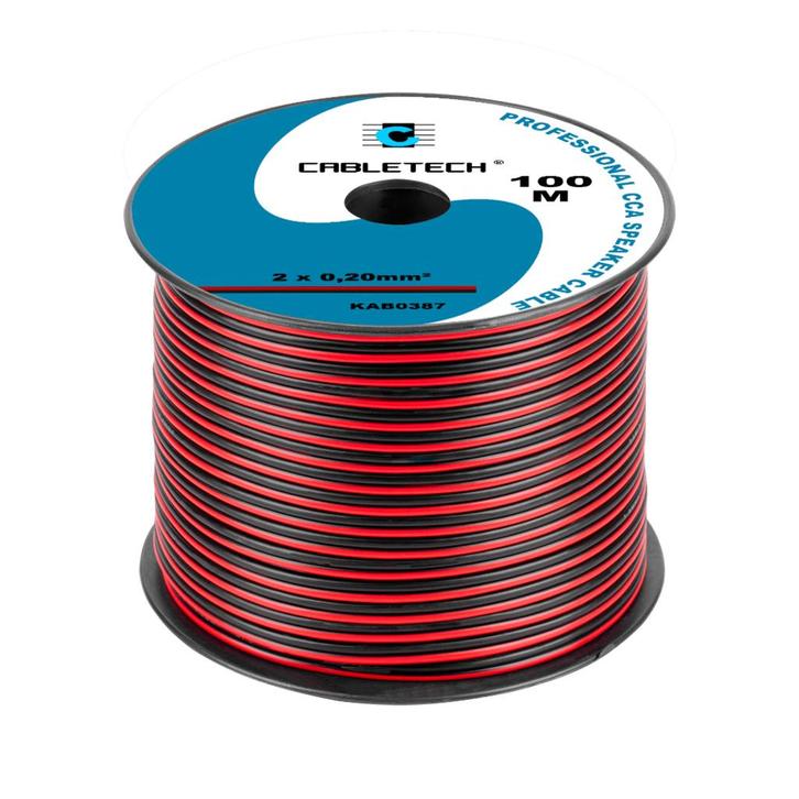 CCA luidsprekerkabel - 2 x 0.20mm zwart/rood - 100 meter op, Doe-het-zelf en Verbouw, Elektra en Kabels, Kabel of Snoer, Nieuw