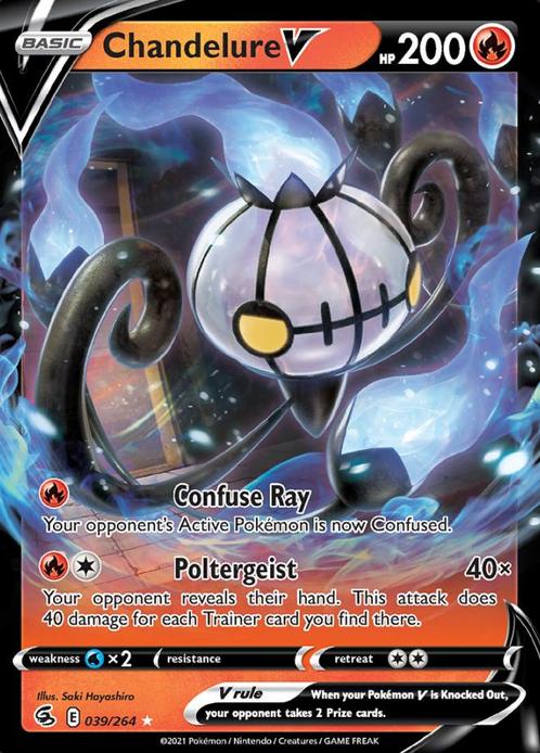 Chandelure V 039/264 (Fusion Strike), Hobby en Vrije tijd, Verzamelkaartspellen | Pokémon, Losse kaart, Nieuw, Foil, Ophalen of Verzenden