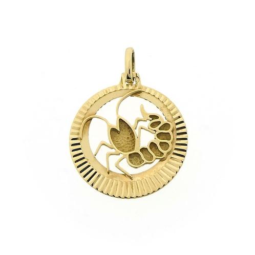 Gouden sterrenbeeld hanger; Kreeft (geelgoud, astrologie), Sieraden, Tassen en Uiterlijk, Bedels, Gebruikt, Overige merken, Goud