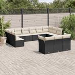 vidaXL 13-delige Loungeset met kussens poly rattan zwart, Tuin en Terras, Verzenden, Nieuw, Rotan, Loungeset