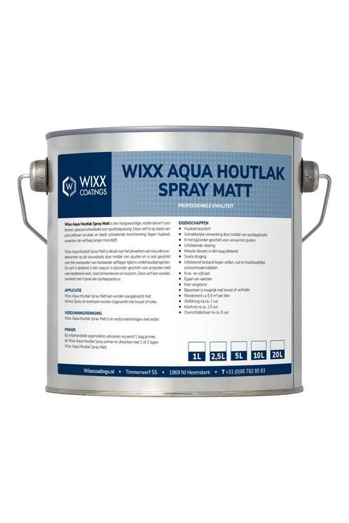 Wixx Aqua Houtlak Spray Matt RAL 9001 | Crèmewit 2.5L, Doe-het-zelf en Verbouw, Verf, Beits en Lak, Lak, Wit, Nieuw, Minder dan 5 liter