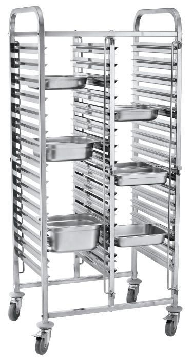 Dubbele regaalwagen | RVS | 30 x GN 1/1 | 740 x 550 x 173..., Zakelijke goederen, Horeca | Meubilair en Inrichting, Verzenden