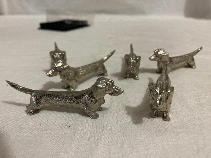 Messensteun (6) - portes couteaux teckels Dachshund -, Antiek en Kunst, Antiek | Meubels | Tafels