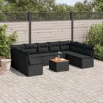 vidaXL 10-delige Loungeset met kussens poly rattan zwart, Tuin en Terras, Verzenden, Nieuw, Rotan, Loungeset