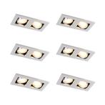 Set van 6 Inbouwspot aluminium rechthoekig 2-lichts - Qure, Nieuw, Metaal of Aluminium
