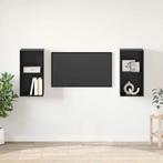 vidaXL Wand TV Kast 2 pcs Zwart eiken 37 x 37 x 72 cm, Huis en Inrichting, Kasten | Televisiemeubels, Minder dan 50 cm, Verzenden