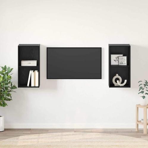 vidaXL Wand TV Kast 2 pcs Zwart eiken 37 x 37 x 72 cm, Huis en Inrichting, Kasten | Televisiemeubels, Nieuw, Minder dan 50 cm