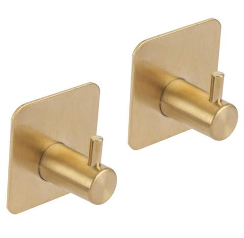 Differnz haak zelfklevend vierkant rvs goud 2 stuks, Huis en Inrichting, Woonaccessoires | Kapstokken, Verzenden