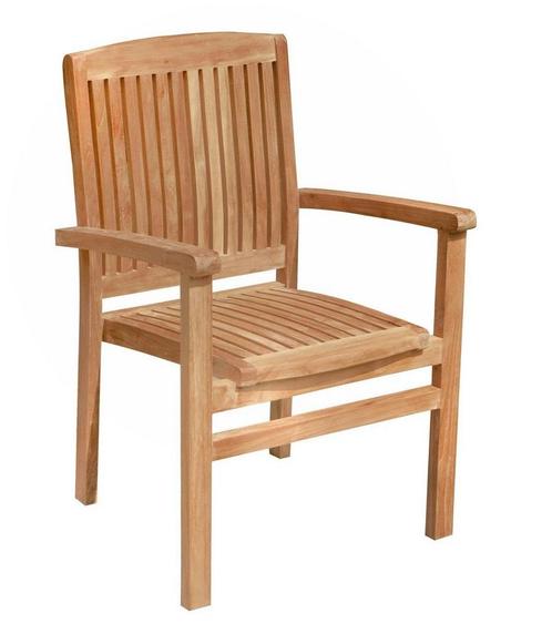 Ibiza | Stapelbare Teak Tuinstoel, Tuin en Terras, Tuinstoelen, Nieuw, Verzenden