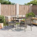 vidaXL 5-delige Tuinset met kussens poly rattan grijs, Tuin en Terras, Tuinsets en Loungesets, 4 zitplaatsen, Nieuw, Tuinset, Verzenden