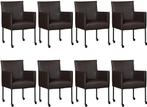 Set van 8 Donkerbruine leren moderne kuipstoel - poot rond z, Huis en Inrichting, Stoelen, Overige kleuren, Nieuw, Leer, Ophalen of Verzenden