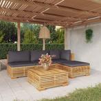 vidaXL 5-delige Loungeset met kussens massief teakhout, Tuin en Terras, Tuinsets en Loungesets, 4 zitplaatsen, Verzenden, Teakhout
