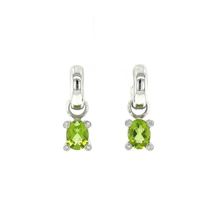 Witgouden oorhangers met peridoot en diamant van Bron, Sieraden, Tassen en Uiterlijk, Oorbellen, Zo goed als nieuw, Goud, Verzenden