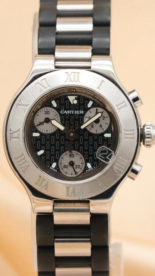 Cartier 21 Chronoscaph 2996 uit 2007, Sieraden, Tassen en Uiterlijk, Horloges | Dames, Polshorloge, Gebruikt, Verzenden