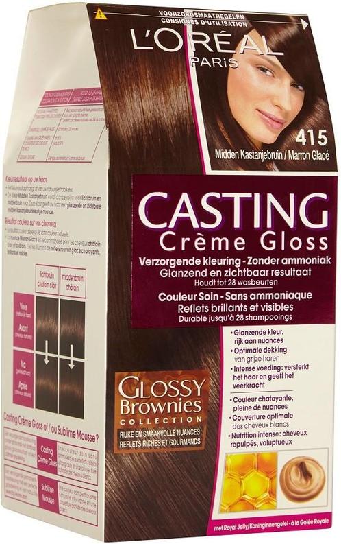 L'OREAL CASTING CREME GLOSS 415 MIDDEN KASTANJEBRUIN HAARV.., Sieraden, Tassen en Uiterlijk, Uiterlijk | Haarverzorging, Verzenden