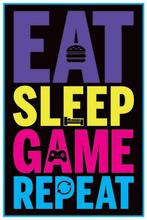 Poster Eat Sleep Game Repeat Gaming 61x91,5cm, Verzenden, Nieuw, A1 t/m A3