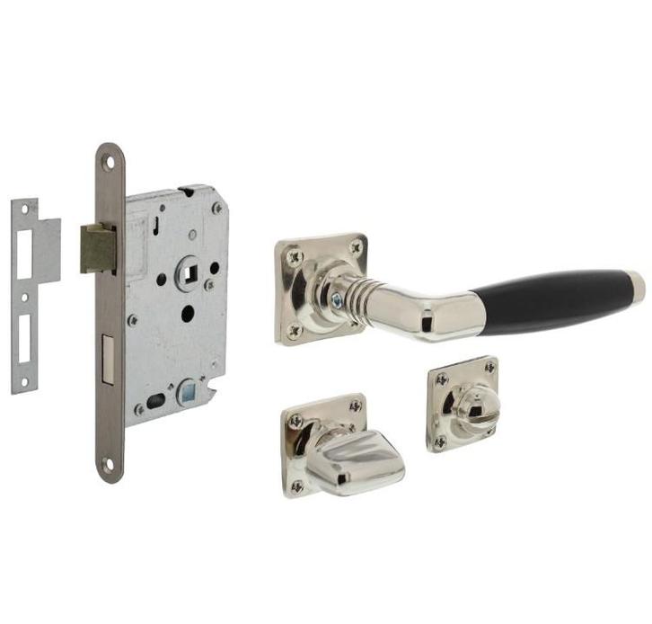Intersteel deurbeslag set WC-slot 63/8 mm rvs + deurklink, Doe-het-zelf en Verbouw, Hang- en Sluitwerk, Verzenden