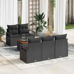vidaXL Tuin Sofa Set met kussen 6 pcs Zwart Poly riet, Tuin en Terras, Verzenden, Nieuw, Rotan