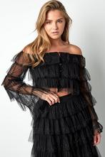 Top - Festival The Sparkly Ruffle Top, Kleding | Dames, Tops, Verzenden, Zwart, Nieuw, Lange mouw