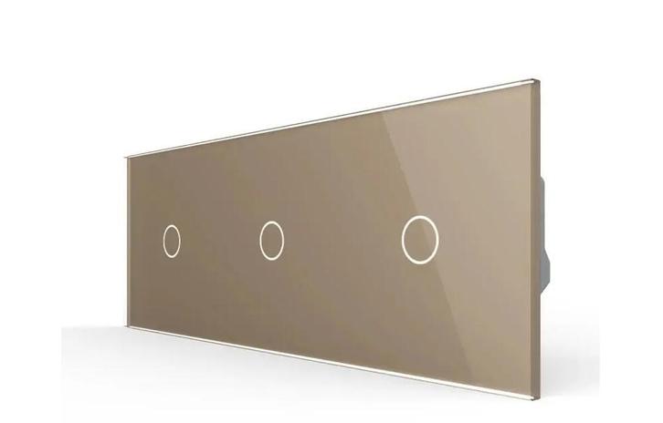 Livolo 3-Voudige Puls Touch Schakelaar | Goud Glas |, Doe-het-zelf en Verbouw, Elektra en Kabels, Schakelaar, Nieuw, Ophalen of Verzenden