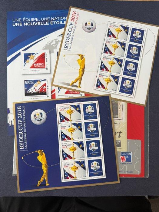 Frankrijk - Thema Sportief met zeldzame Ryder Cup-blokken, Postzegels en Munten, Postzegels | Europa | Frankrijk