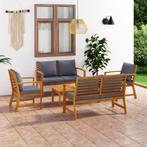 vidaXL 5-delige Loungeset met kussens massief acaciahout, Verzenden, Nieuw, Hardhout, Loungeset