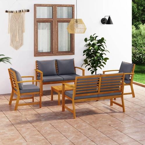 vidaXL 5-delige Loungeset met kussens massief acaciahout, Tuin en Terras, Tuinsets en Loungesets, Loungeset, Nieuw, Hardhout, Verzenden