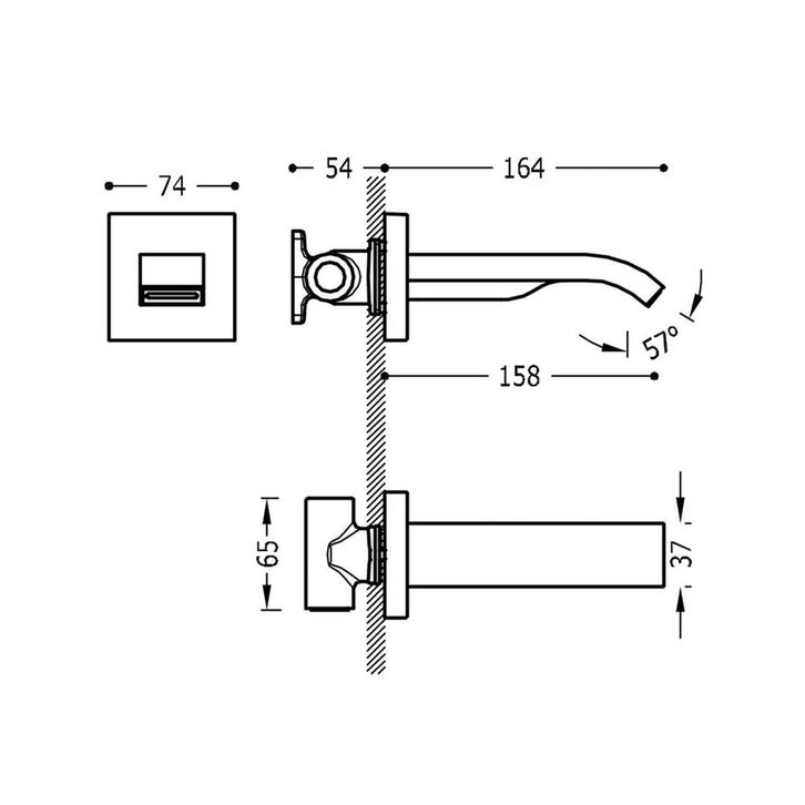 Kraanhals Tres Complementos Inbouw Uitloop 16.4 Waterval RVS, Doe-het-zelf en Verbouw, Sanitair, Ophalen of Verzenden