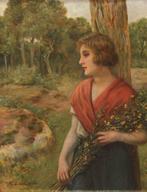 Francisco Sans Castaño (1868-1937) - Mujer con ramo de