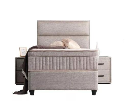 Opberg Boxspring Suna - Grijs - Grijs - 90x200 cm, Huis en Inrichting, Slaapkamer | Boxsprings, Grijs, Nieuw, Verzenden