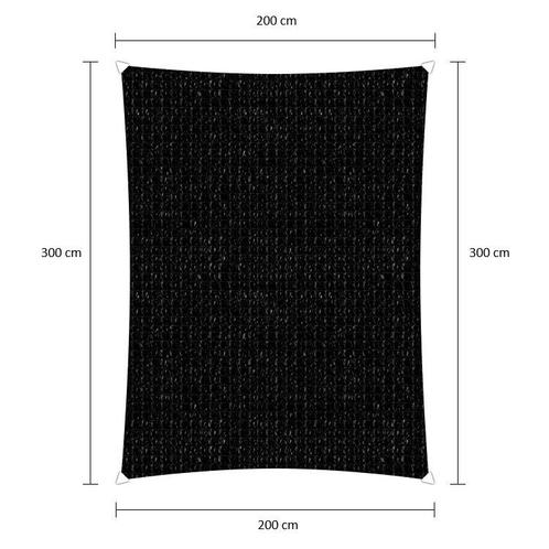 Rechthoek schaduwdoek - Zwart - Waterdoorlatend - 2,0 x 3,0, Tuin en Terras, Schaduwdoeken, Ophalen of Verzenden