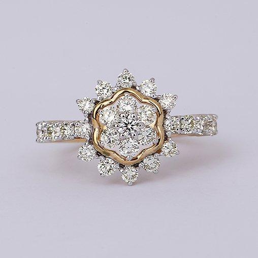 Ring - 14 karaat Geel goud - 0.98ct. tw. Diamant, Sieraden, Tassen en Uiterlijk, Ringen