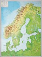 Reliefkaart Scandinavie 55 cm x 77cm | Georelief, Boeken, Atlassen en Landkaarten, Nieuw, Verzenden