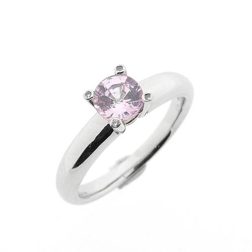 Witgouden Phlox ring gezet met roze saffier en diamant;..., Sieraden, Tassen en Uiterlijk, Ringen, Dame, Met edelsteen, Overige kleuren