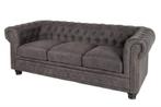 Chesterfield 3-zitsbank 205cm vintage grijs taupe 3-zits met, Huis en Inrichting, Banken | Bankstellen, Ophalen of Verzenden, Nieuw