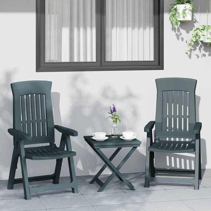 vidaXL Tuinstoelen 2 st verstelbaar PP groen, Tuin en Terras, Tuinstoelen, Nieuw, Kunststof, Verzenden