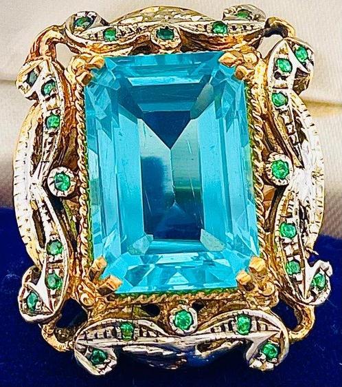 Zonder Minimumprijs - Ring - 9 kt. Geel goud, Zilver Topaas, Sieraden, Tassen en Uiterlijk, Ringen