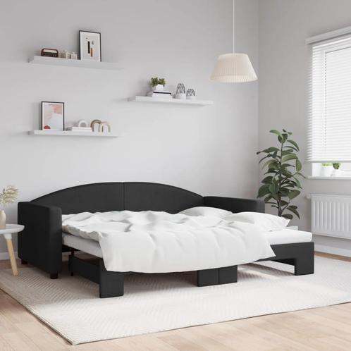 vidaXL Slaapbank met onderschuifbed 90x190 cm stof zwart, Huis en Inrichting, Slaapkamer | Bedden, 90 cm, 190 cm of minder, Zwart