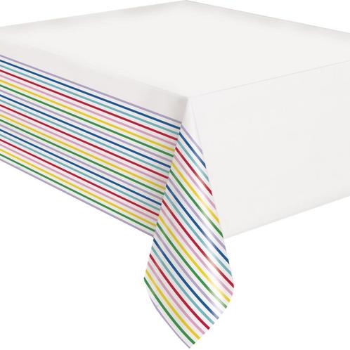 Tafelkleed Gestreept Regenboog 2,13m, Hobby en Vrije tijd, Feestartikelen, Nieuw, Verzenden