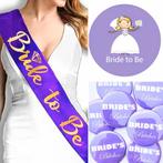 12-delige Bride to Be en Brides Bitches paars met wit, Verzenden, Nieuw, Feestartikel, Geboorte of Huwelijk